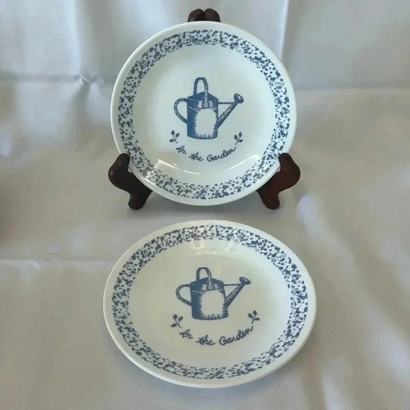 Corelle Other - Vintage Corelle IN THE GARDEN B&B Side Plates 6.75” Set of 3 Blue & White Specks